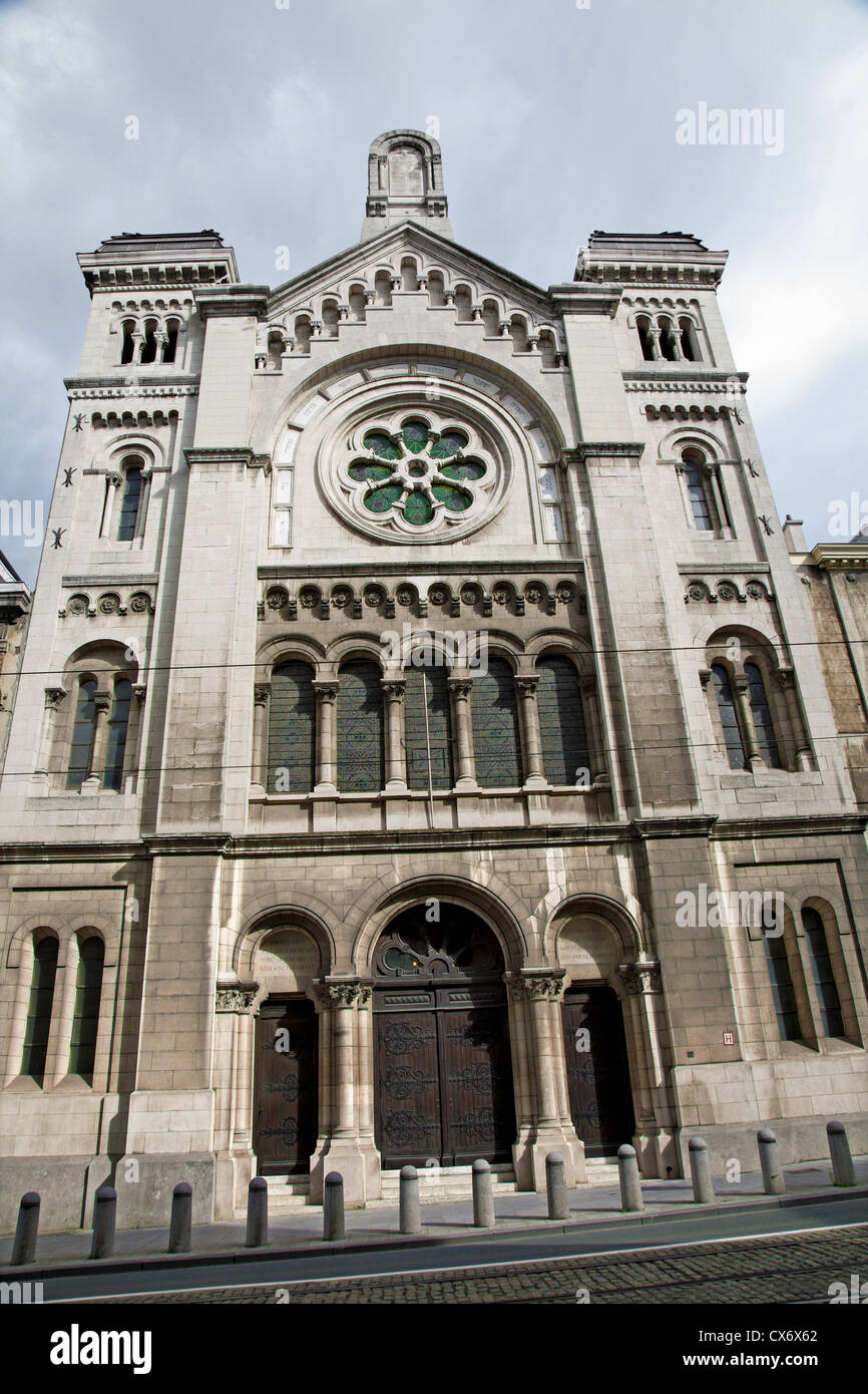 Brussels - west facade of synagogue Stock Photo