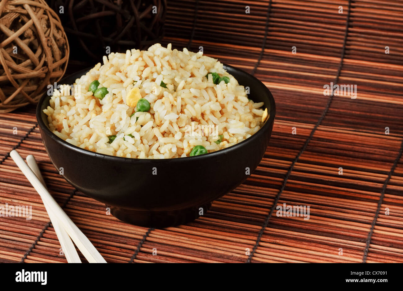 Bowl of egg fried rice an excellent side order with chinese food Stock Photo