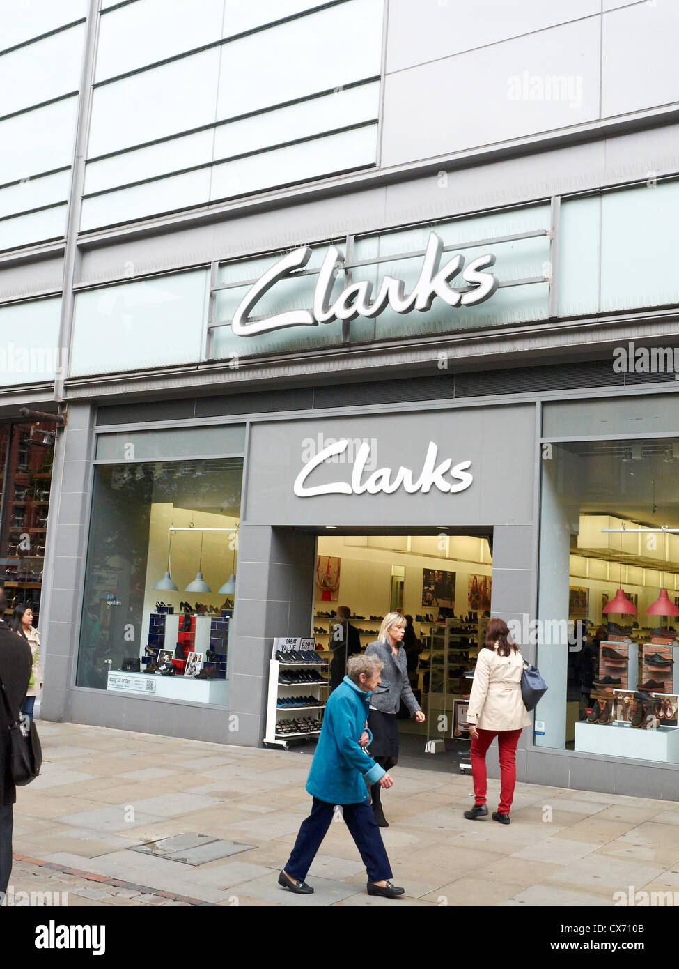 Clarks shop on Market Street Manchester UK Stock Photo - Alamy