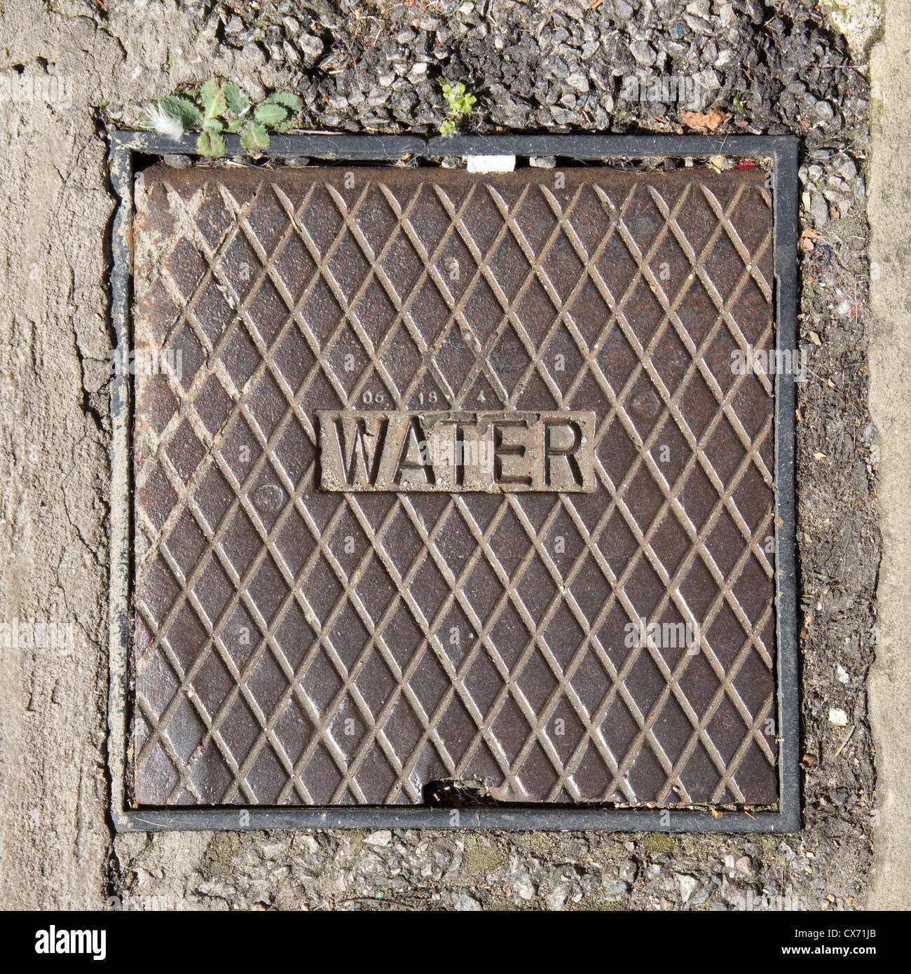 Mains Water stop cock stopcock access plate Stock Photo Alamy
