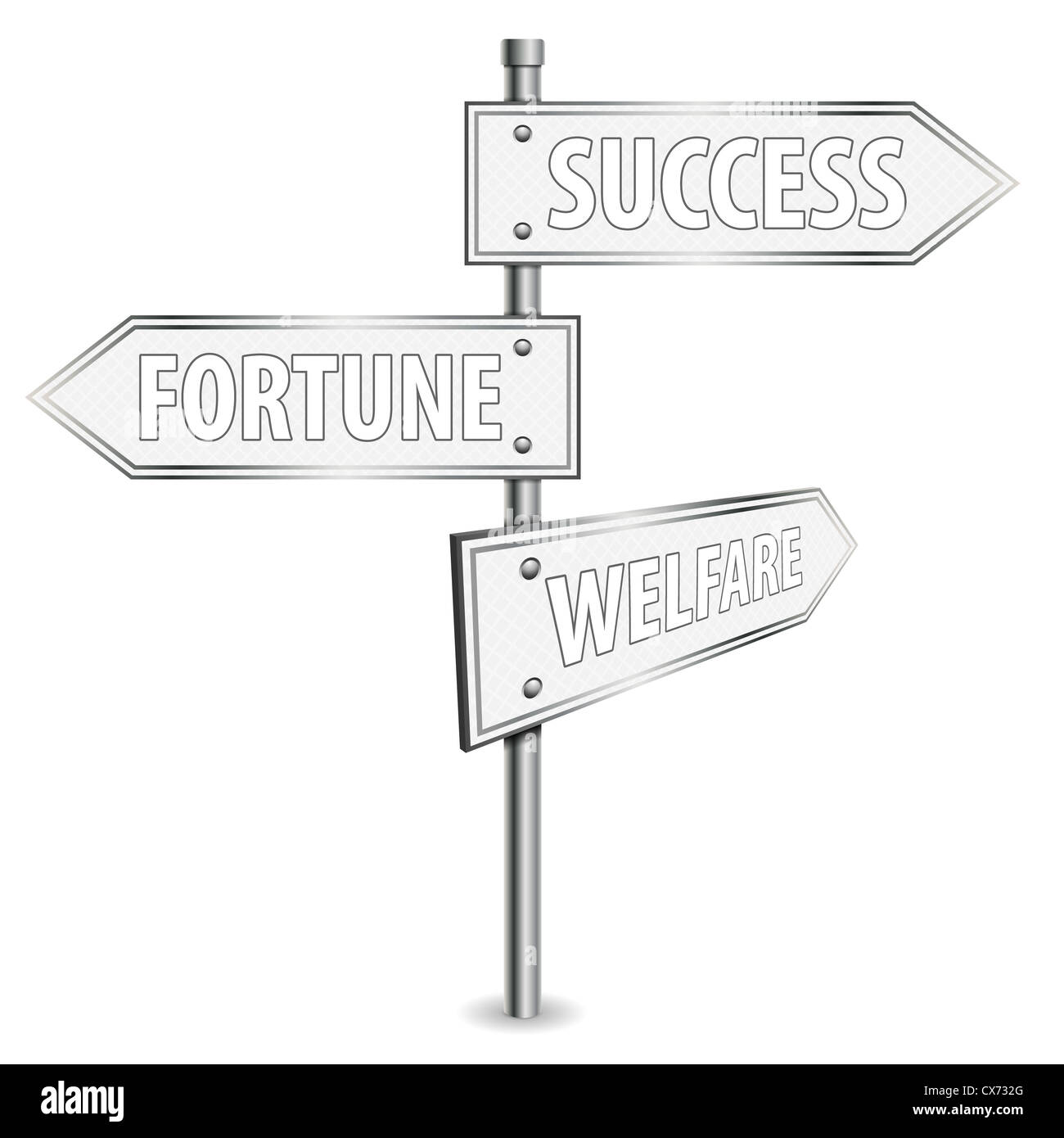 Pole with Success Road Signs, vector illustration Stock Photo - Alamy