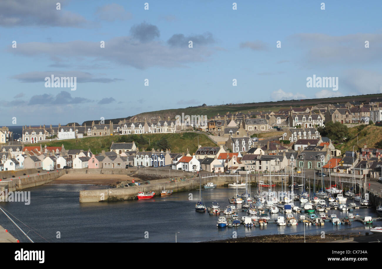 Elevated view of Findochty harbour Scotland  September 2012 Stock Photo
