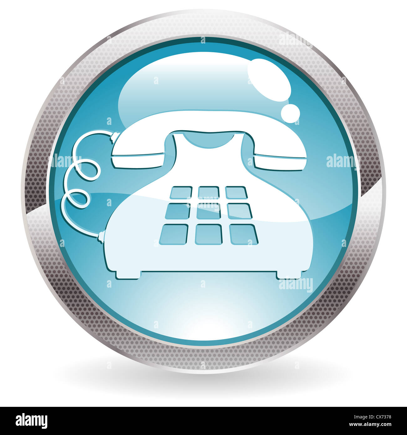 Three Dimensional circle button with telephone icon, vector ...
