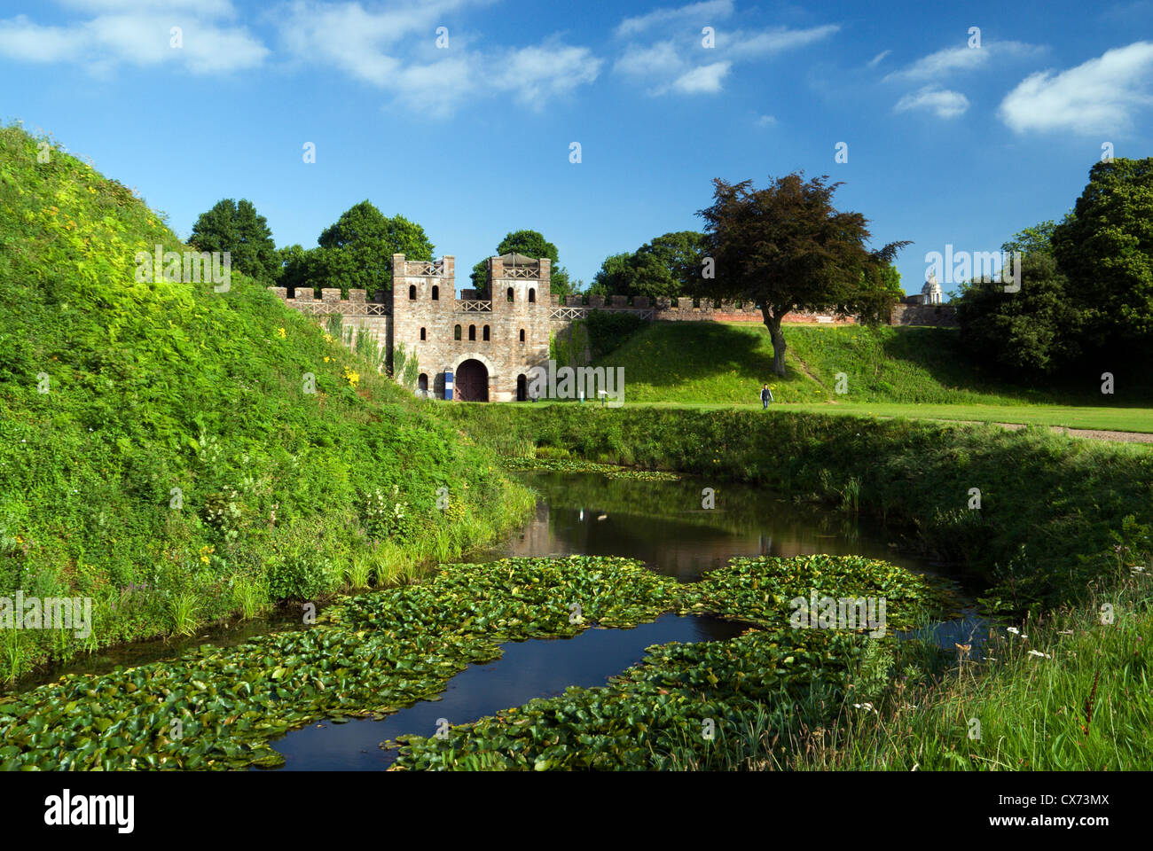 Cardiff Castle moat and North Entrance, Wales. Stock Photo