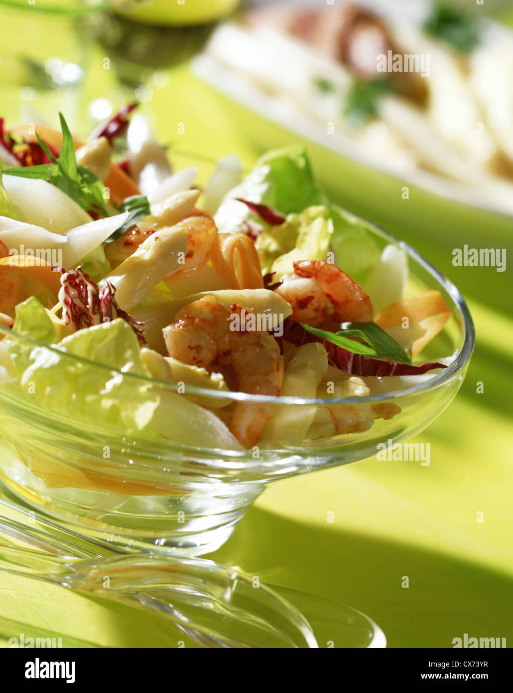 Asparagus - prawn salad Stock Photo
