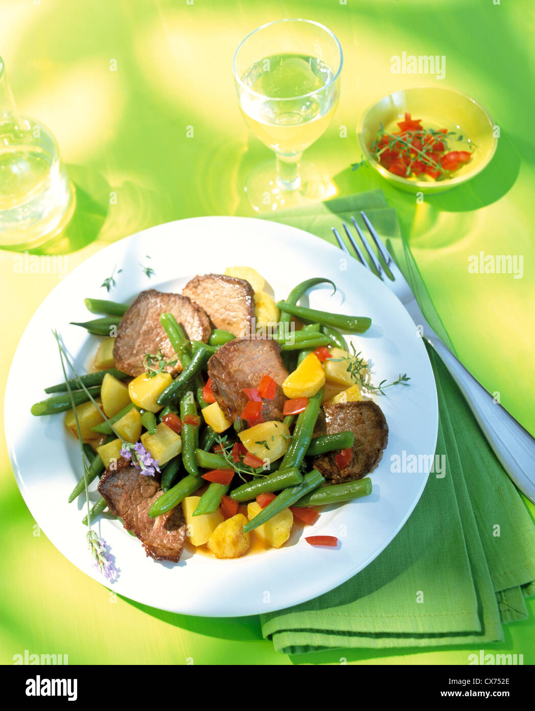 Beef filet with bouillon vegetable Stock Photo Alamy
