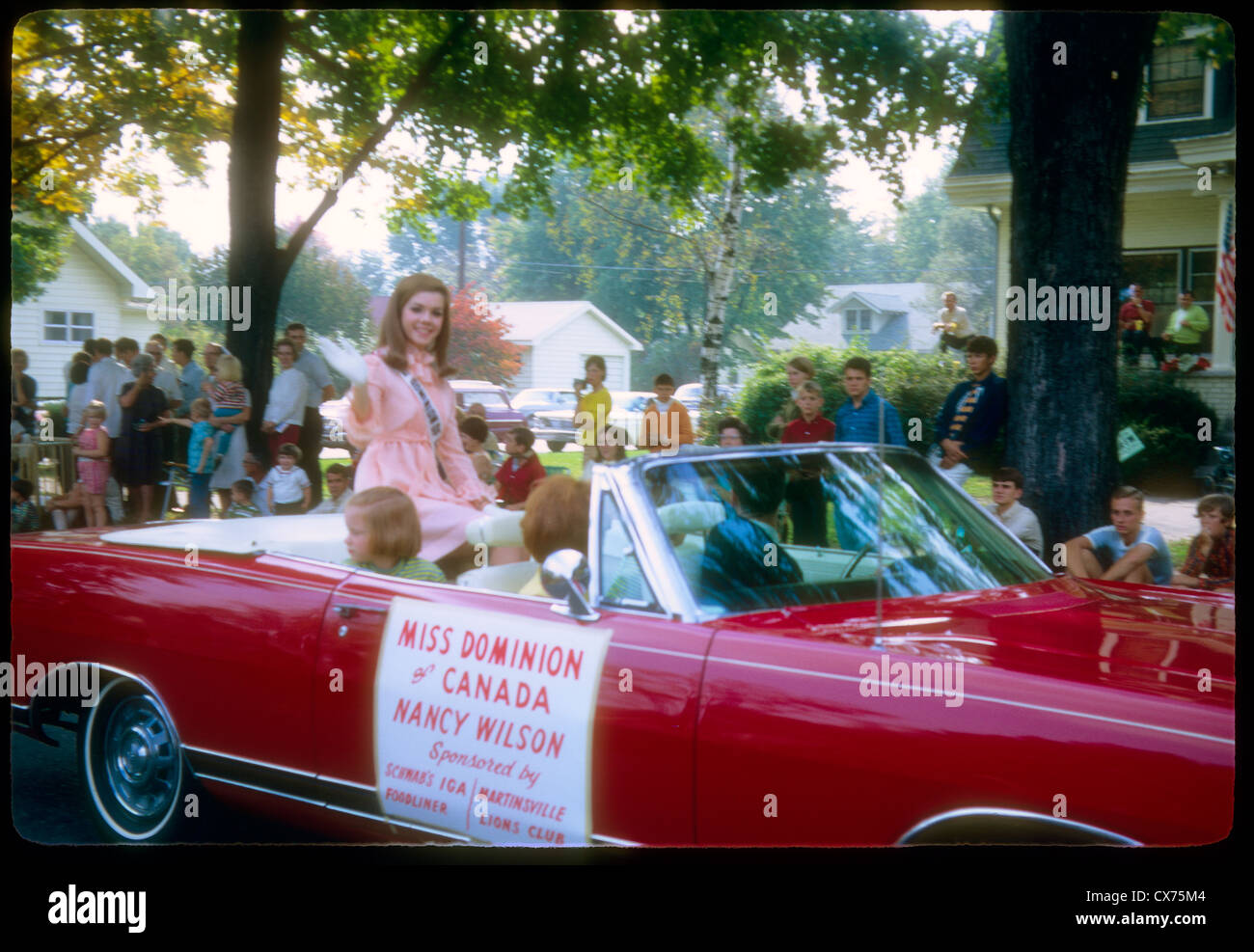 fall festival martinsville indiana 1968 autumn parade miss dominion of canada beauty queen Stock Photo