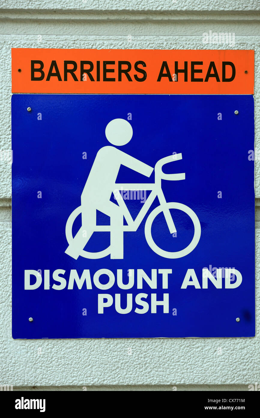 Dismount and push bicycle sign Stock Photo Alamy