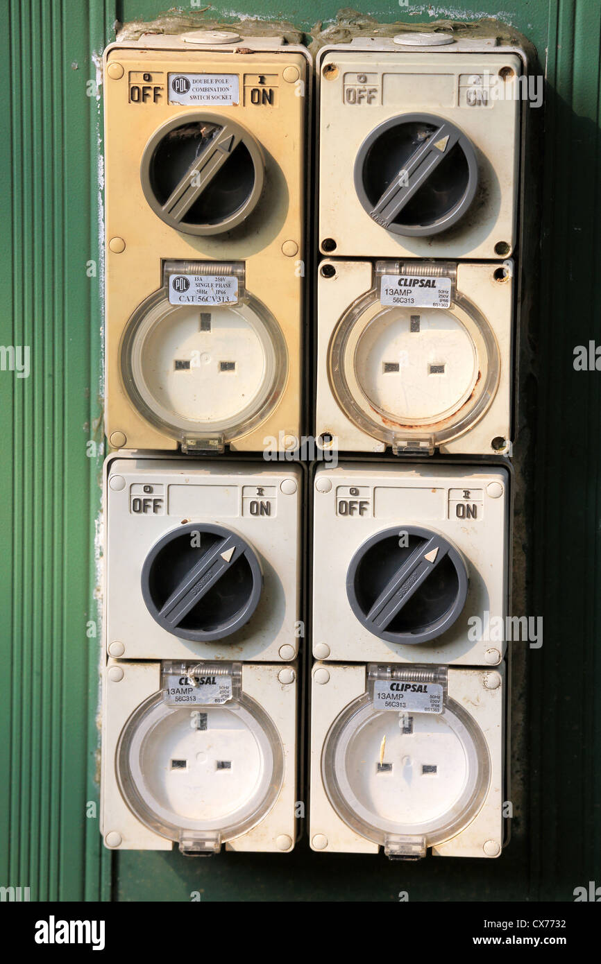 Outdoor power sockets. Stock Photo