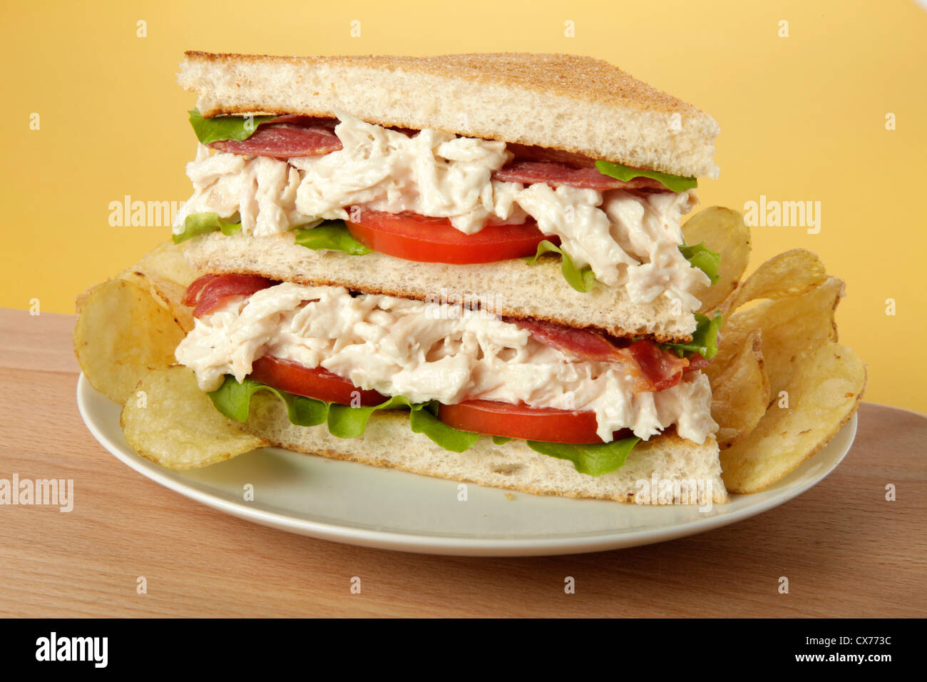 CHICKEN AND MAYONNAISE TOASTED SANDWICH Stock Photo
