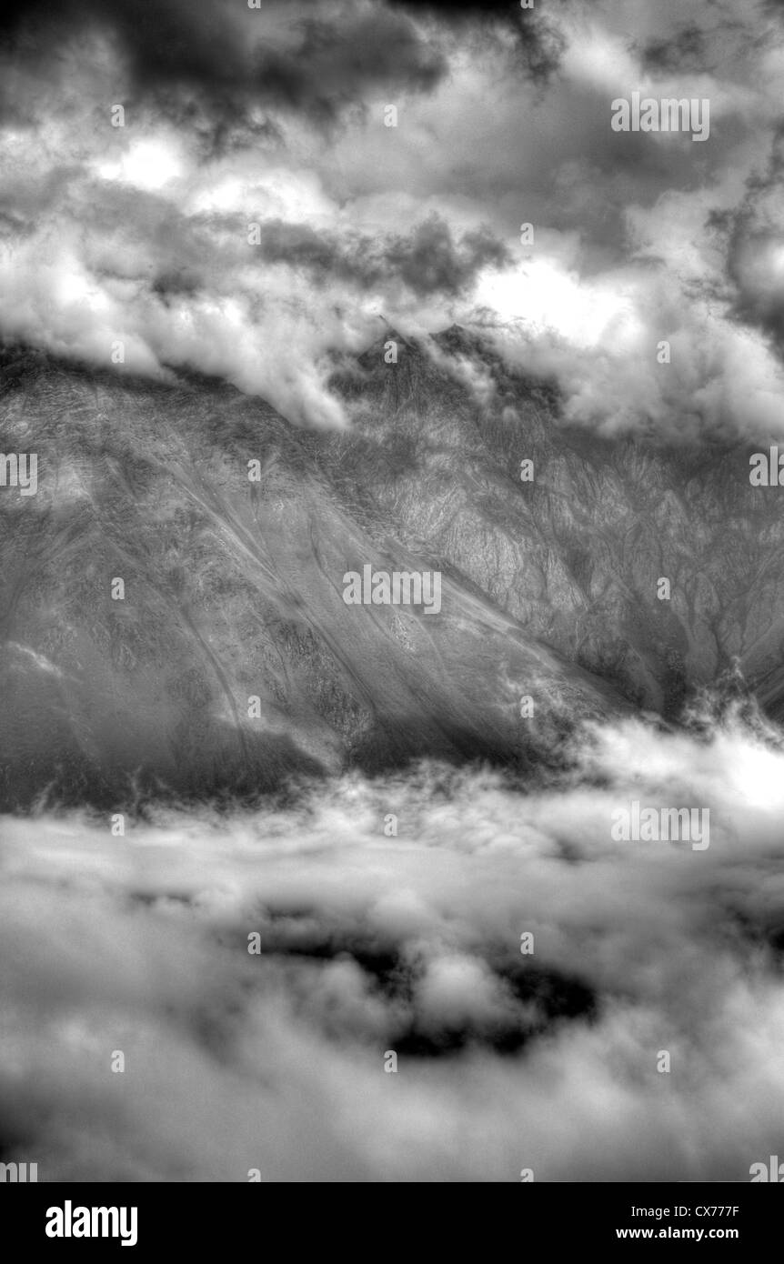 Mountain landscape near Tsminda Sameba, Gergeti Trinity Church, Khevi, Georgia Stock Photo