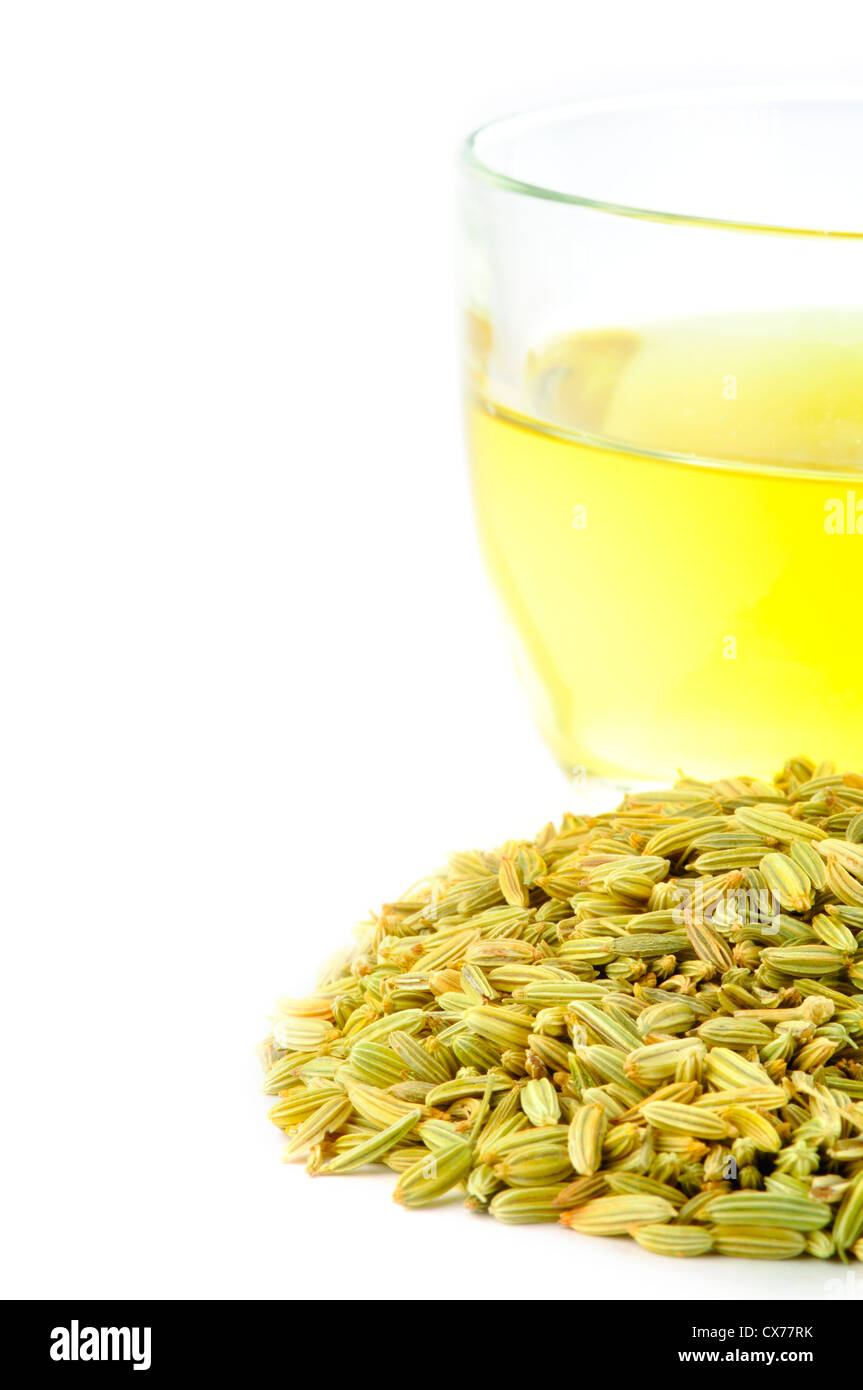 Fennel Seeds and Fennel Tea White Background Stock Photo Alamy