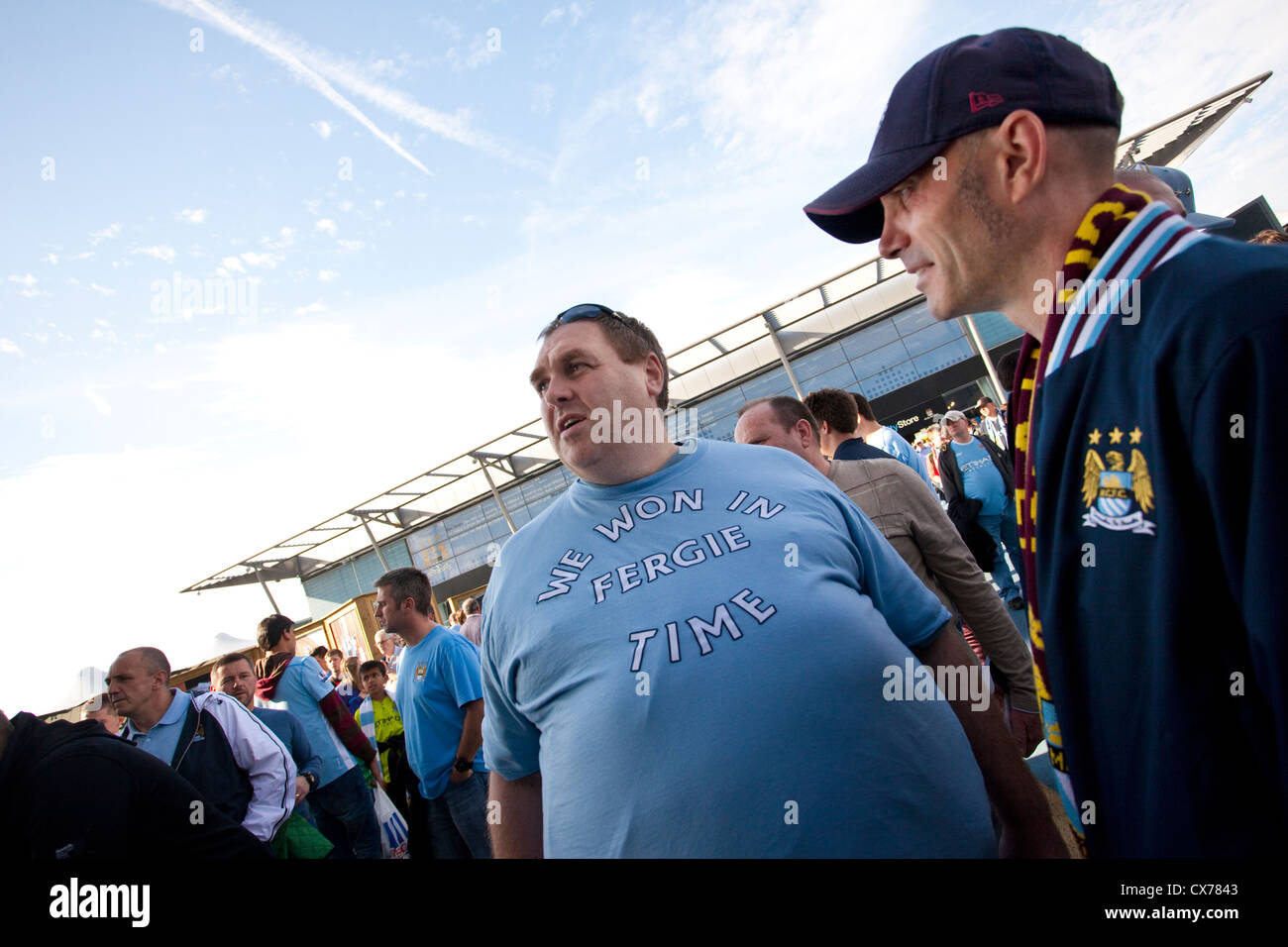 Fans outside the Etihad Stadium, Manchester City Football Club