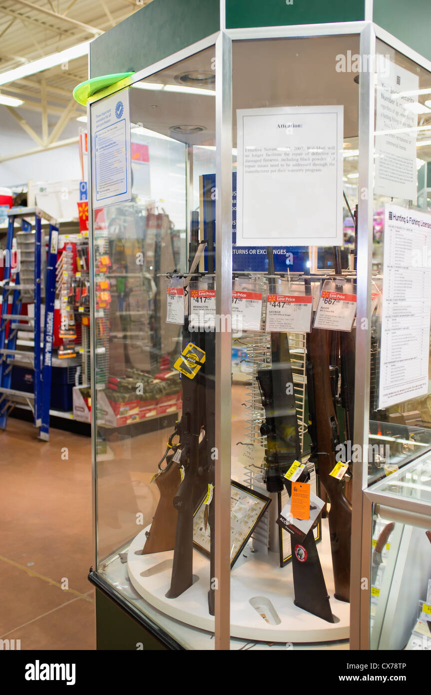 Firearms Sale Display at WalMart in Texas, USA Stock Photo