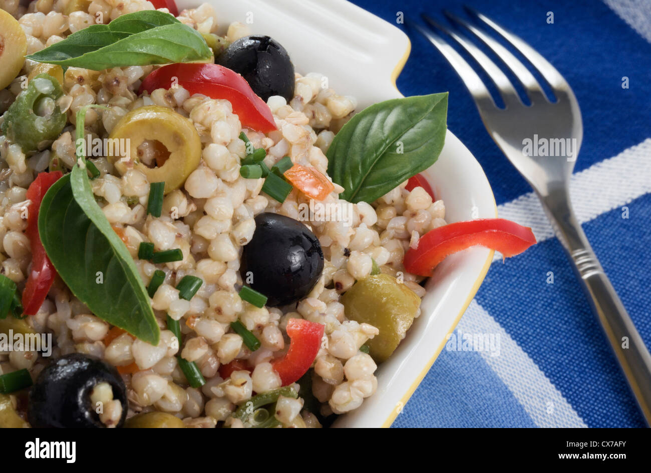 Buckwheat salad close up Stock Photo
