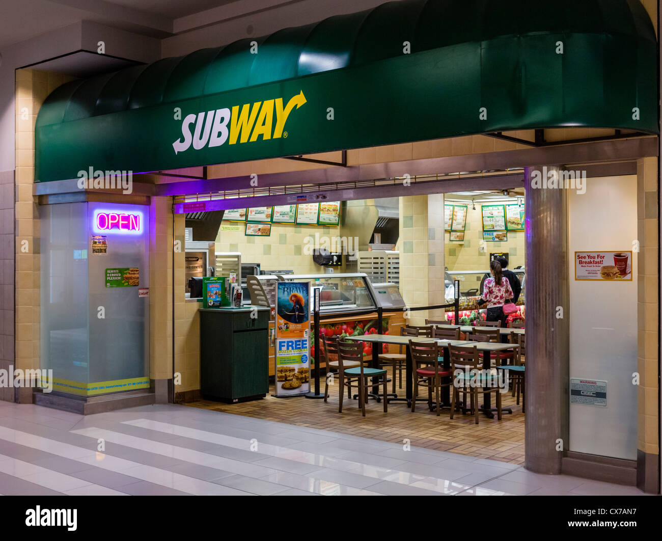 Subway restaurant in the Mall of America, Bloomington, Minneapolis, Minnesota, USA Stock Photo