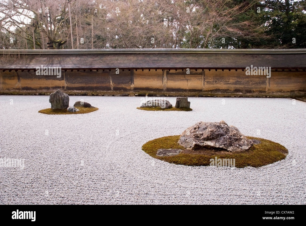 Japanese Zen Garden; Kyoto, Japan Stock Photo