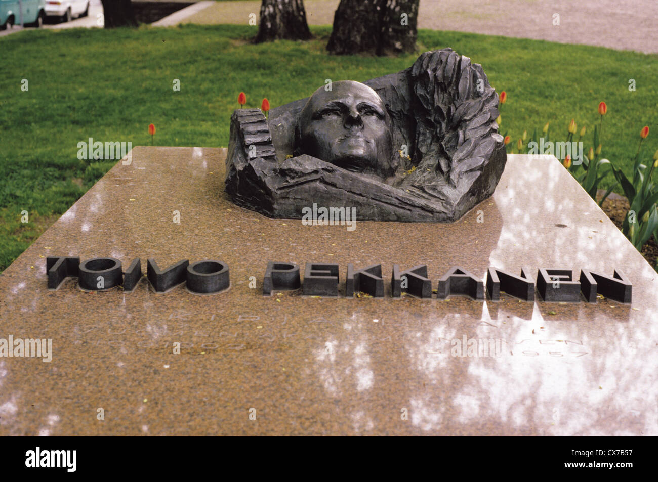 Monument to Finnish author Toivo Pekkanen in Kotka, Finland Stock Photo