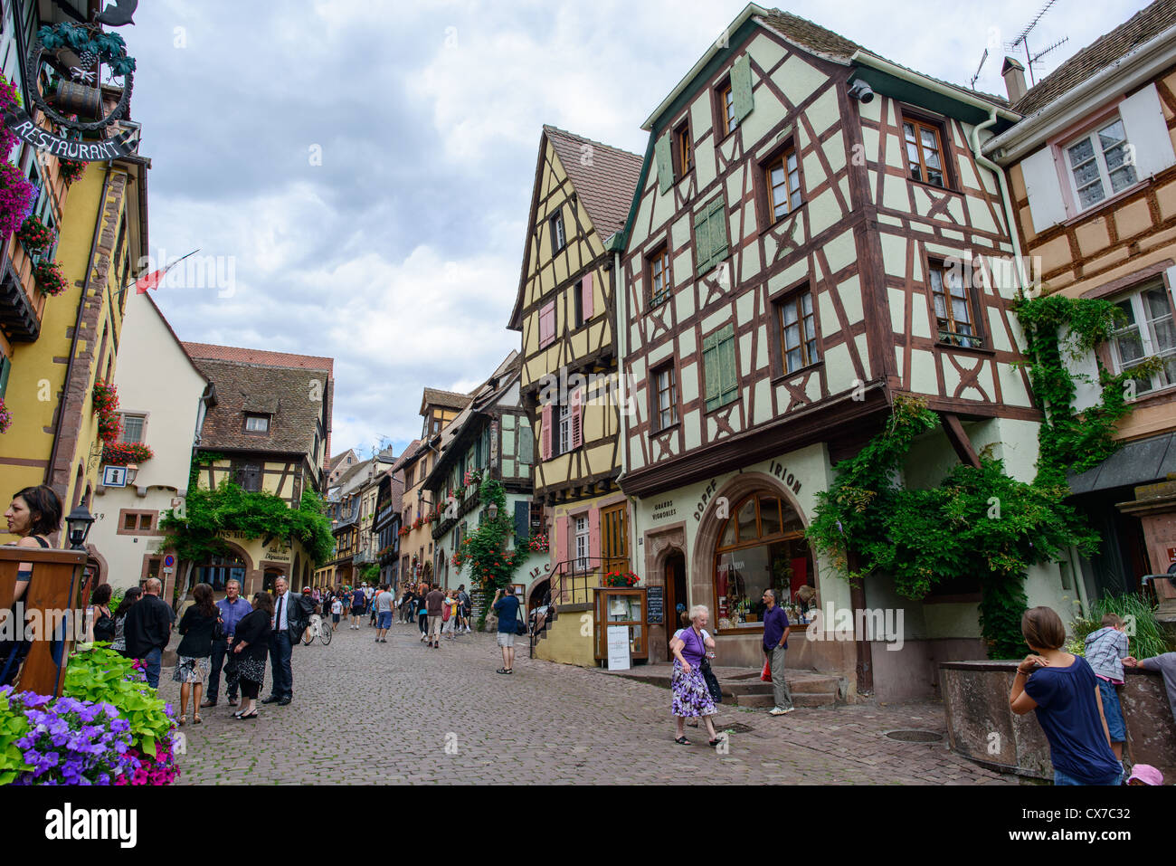 Town of Riquewihr voges, France. Stock Photo