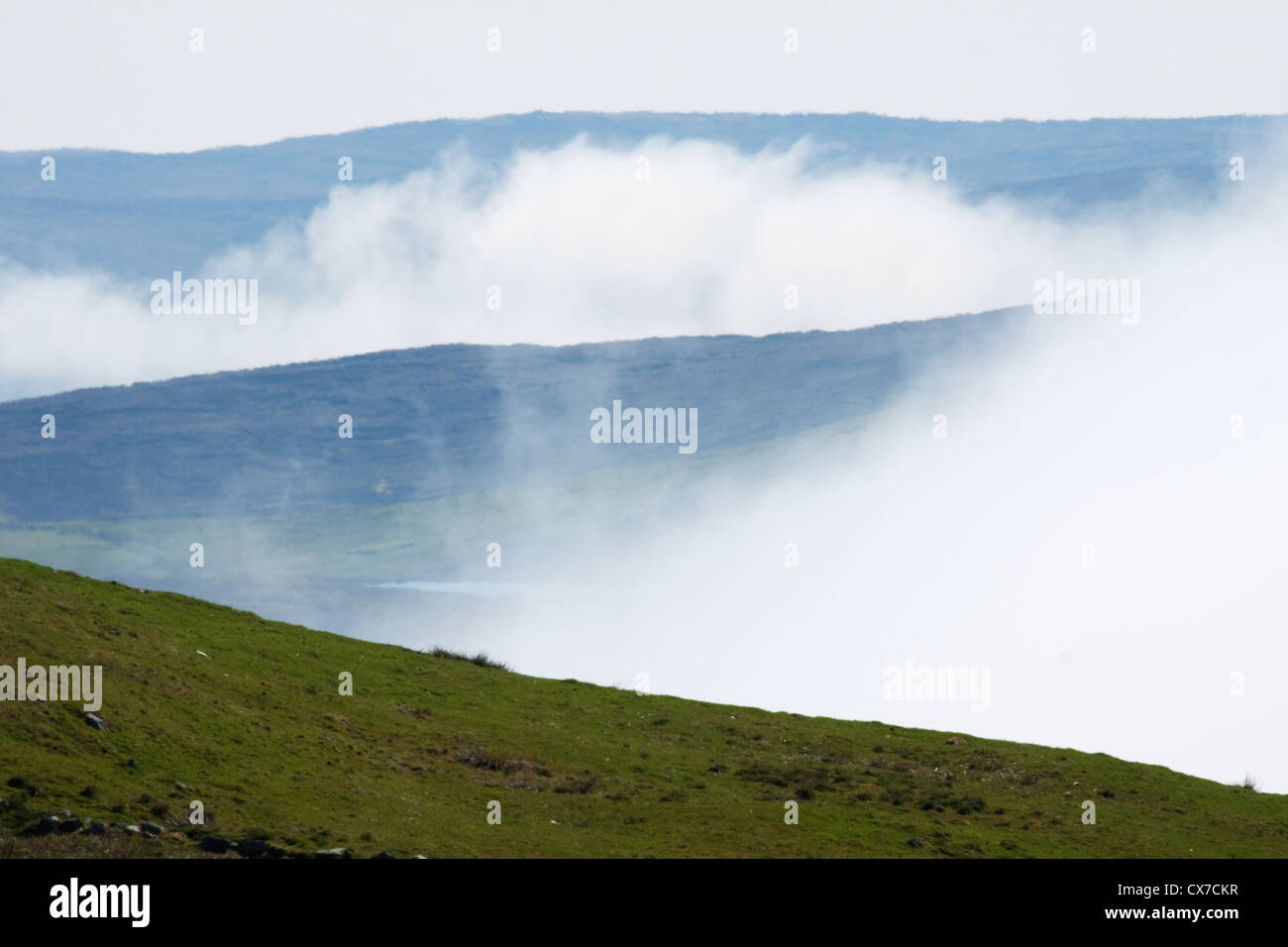 The Haar coming in at Lunna Ness Mainland, Shetland, UK LA005696 Stock Photo