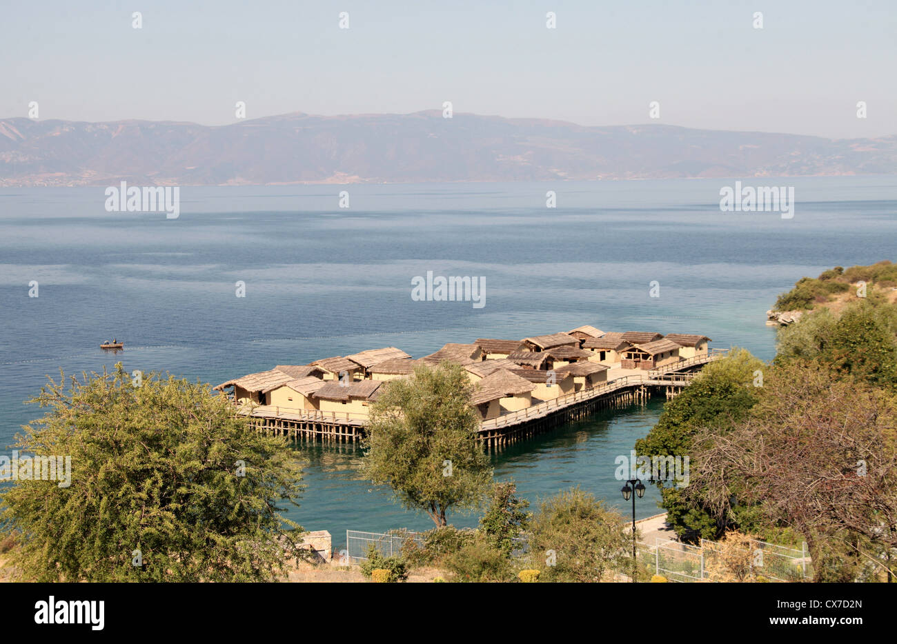 Bay of Bones Museum on Lake Ohrid in Macedonia Stock Photo