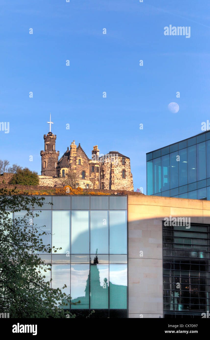 View of Calton Hill from Princes street, Edinburgh, Scotland, UK Stock Photo