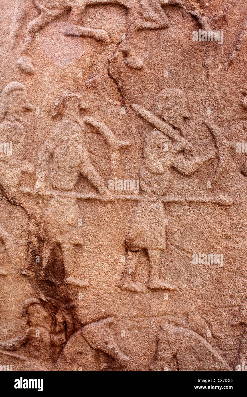 battle scene, Pictish carved stone, Aberlemno, Angus, Scotland, UK Stock Photo