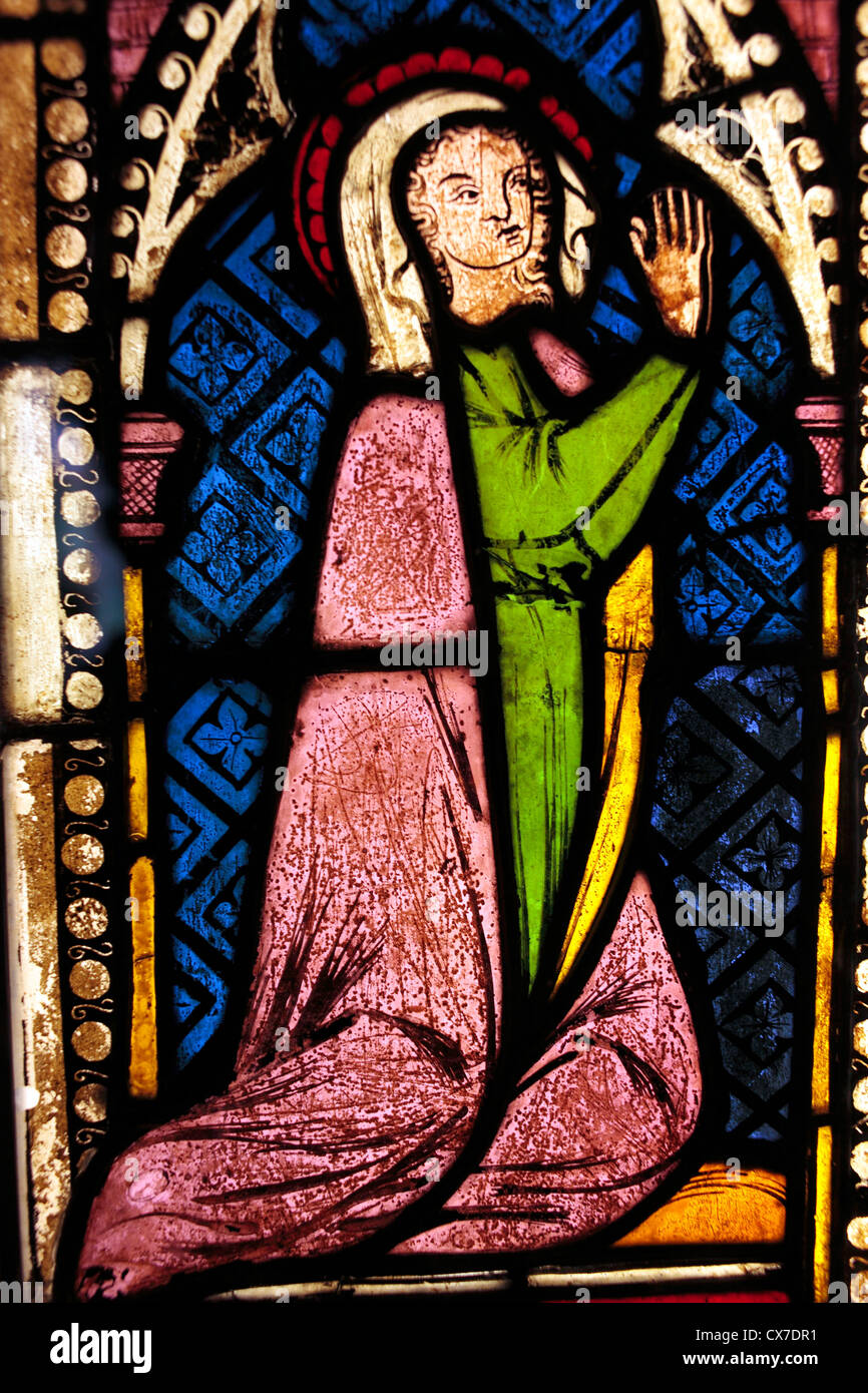 Holy Virgin (14th century), Glass painting, Burrell Collection, Glasgow, Scotland, UK Stock Photo