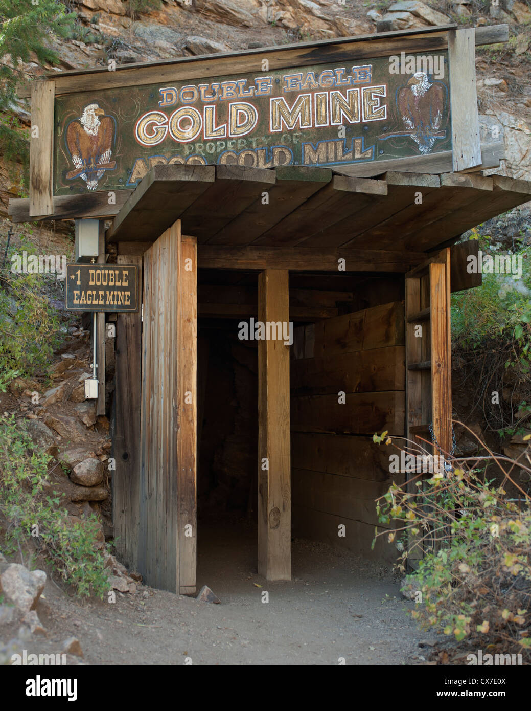 The Double Eagle mine is part of the tour of the historic Argo gold mill in Idaho Springs, Colorado Stock Photo