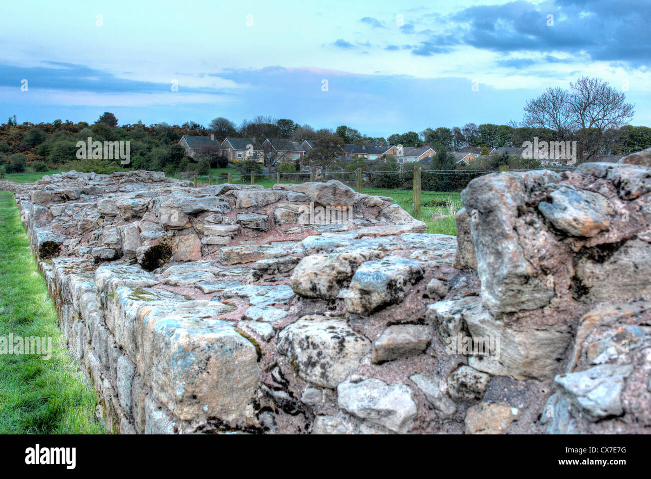 Remains of Hadrian's Wall, Heddon, near Newcastle upon Tyne, North East England, UK Stock Photo