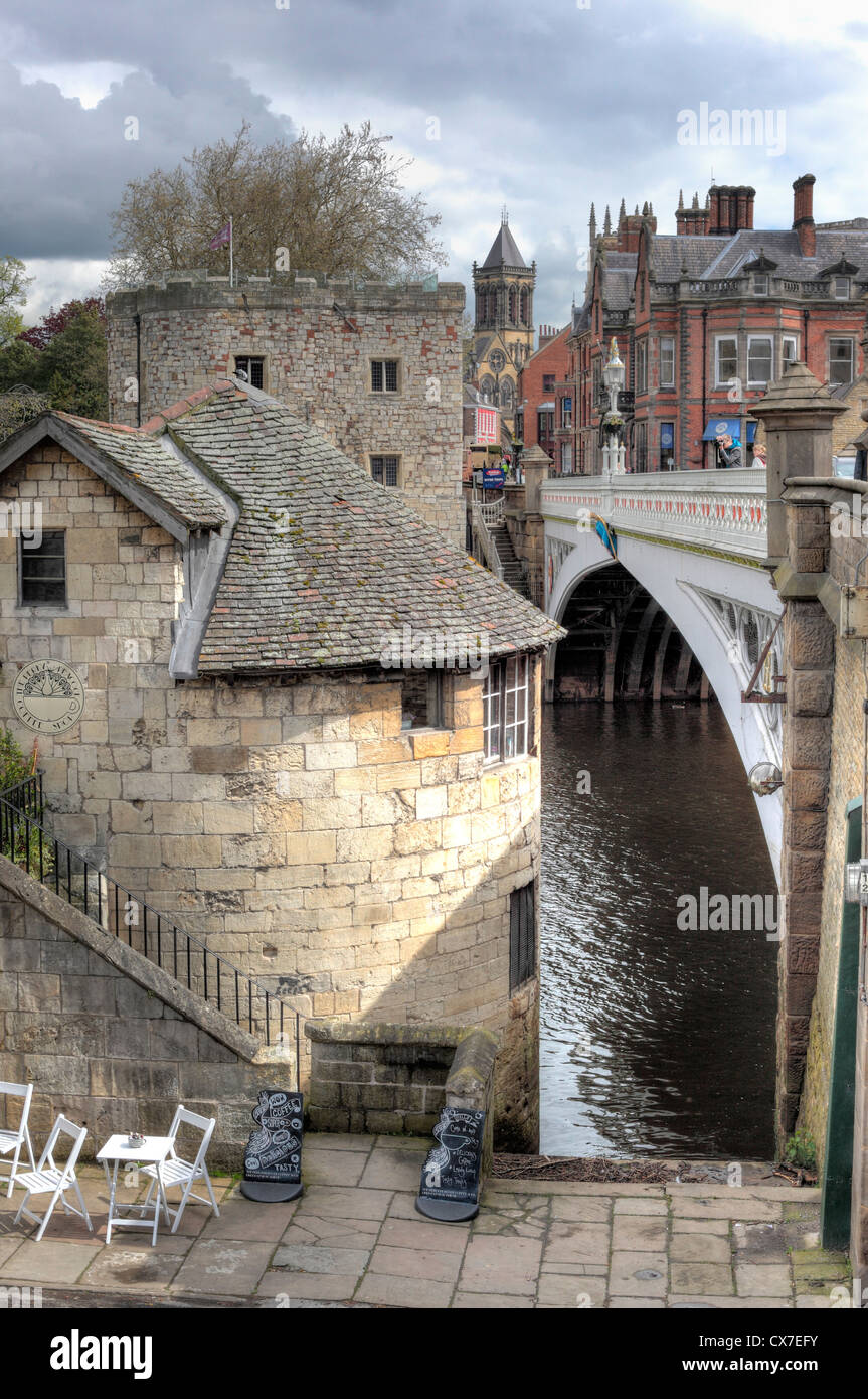Bridge in the old city, Barker Tower, York, North Yorkshire, England, UK Stock Photo