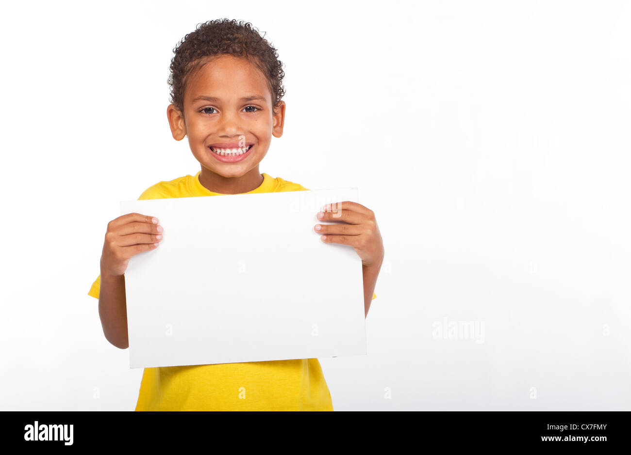 african american boy holding a white board Stock Photo - Alamy