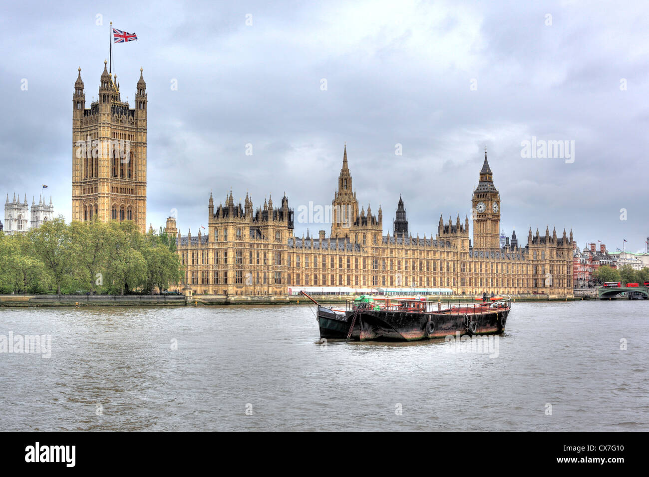 The Palace of Westminster and Victoria Tower (Houses of Parliament), London, UK Stock Photo