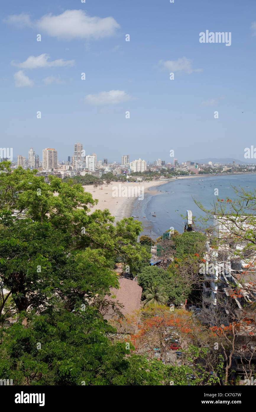 A view of Chowpatty beach from Malabar Hill Stock Photo