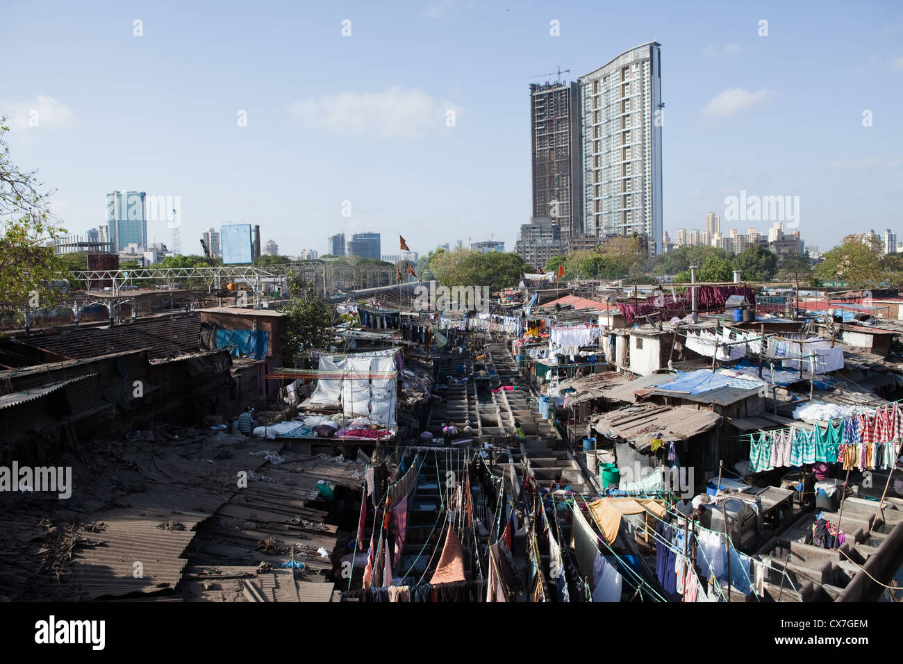 Dhobi Ghat in Mumbai, otherwise known as the world's largest laundry Stock Photo