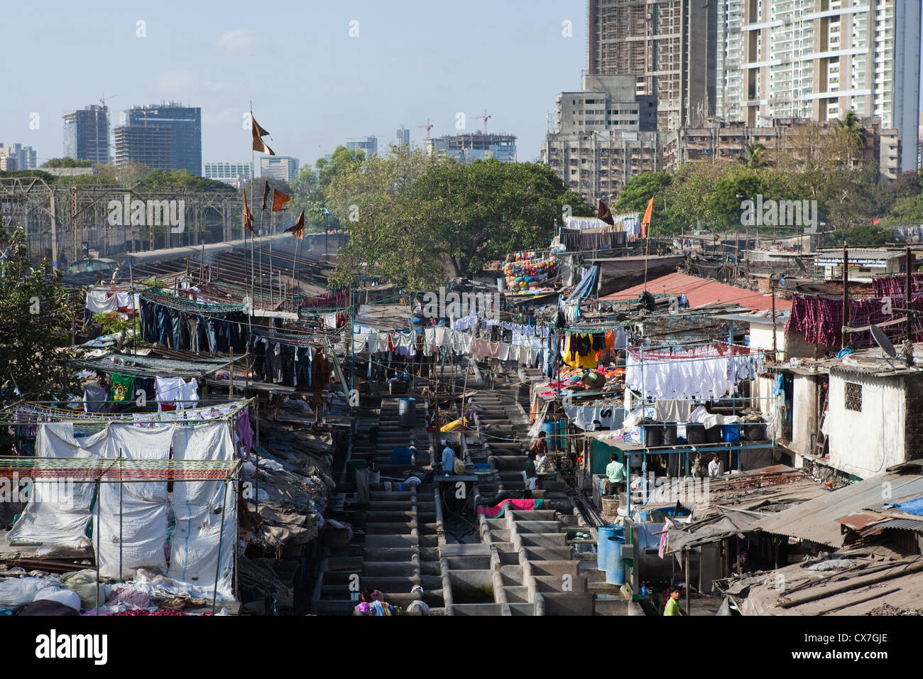 Dhobi Ghat in Mumbai, otherwise known as the world's largest laundry Stock Photo