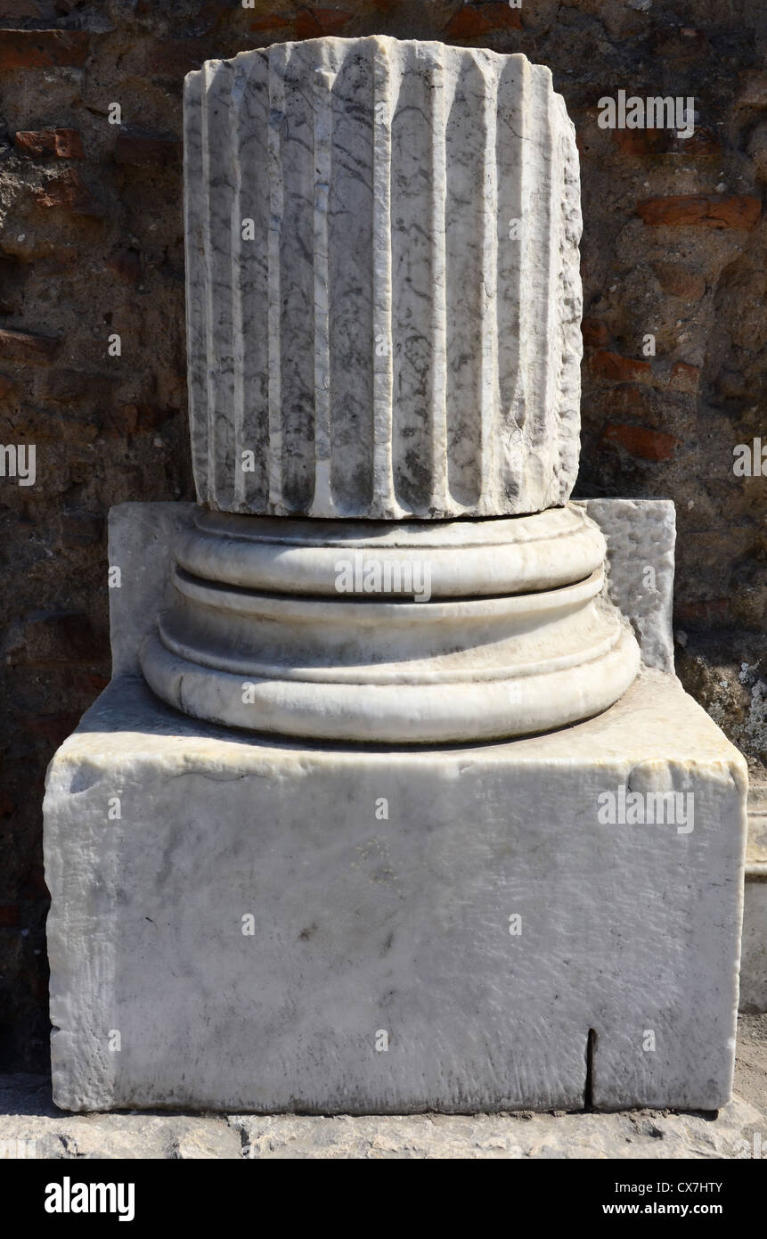 Pompeii ruins marble column base Stock Photo - Alamy
