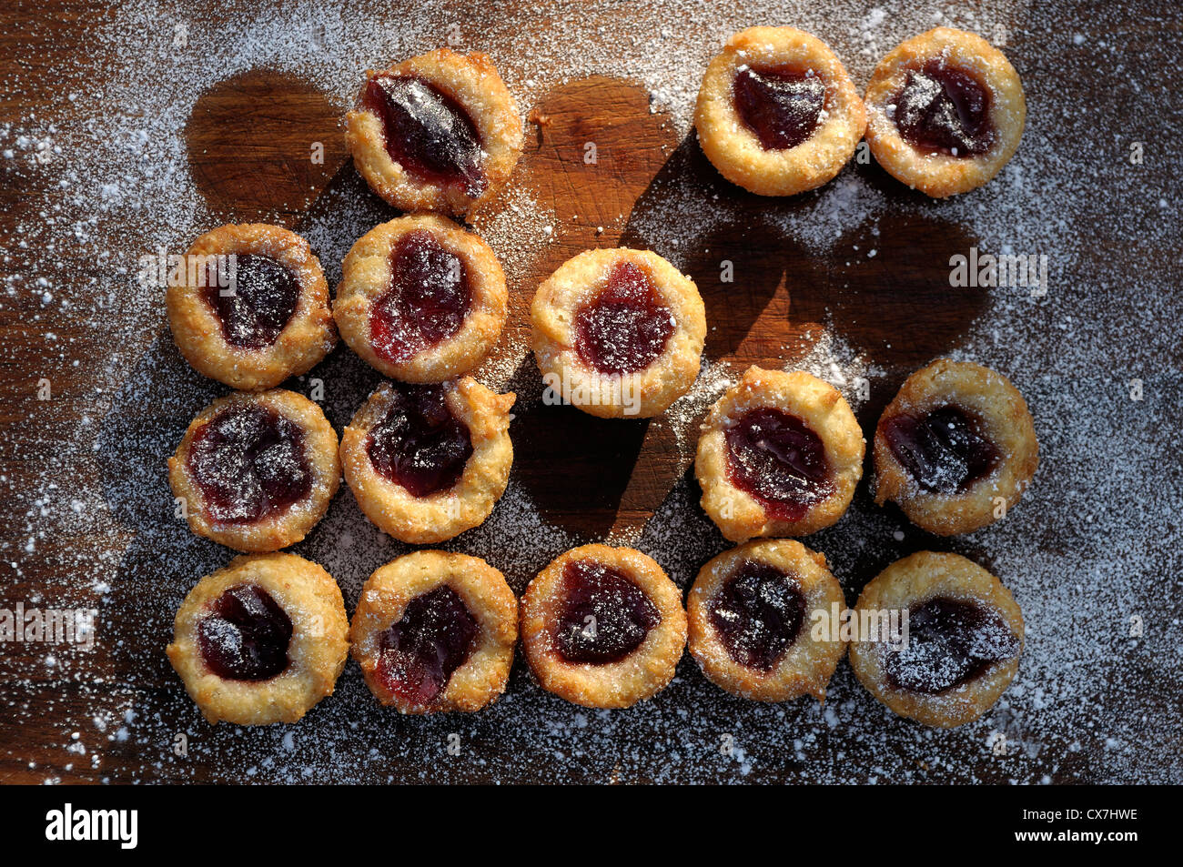 Small Jam Tarts, Some Taken Stock Photo Alamy