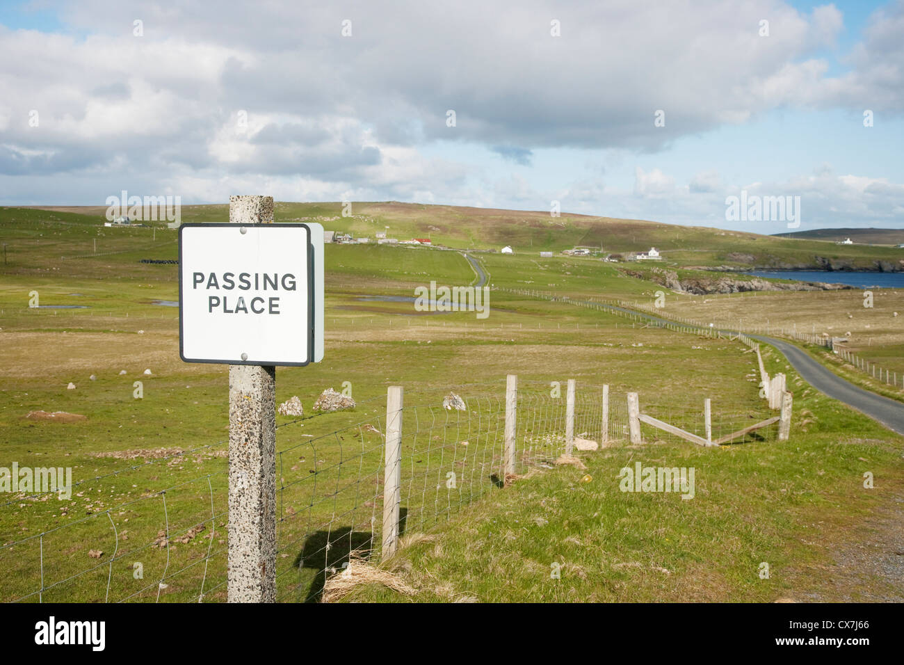 Single Track Road with Passing Places Fetlar, Shetland, UK LA005754 Stock Photo