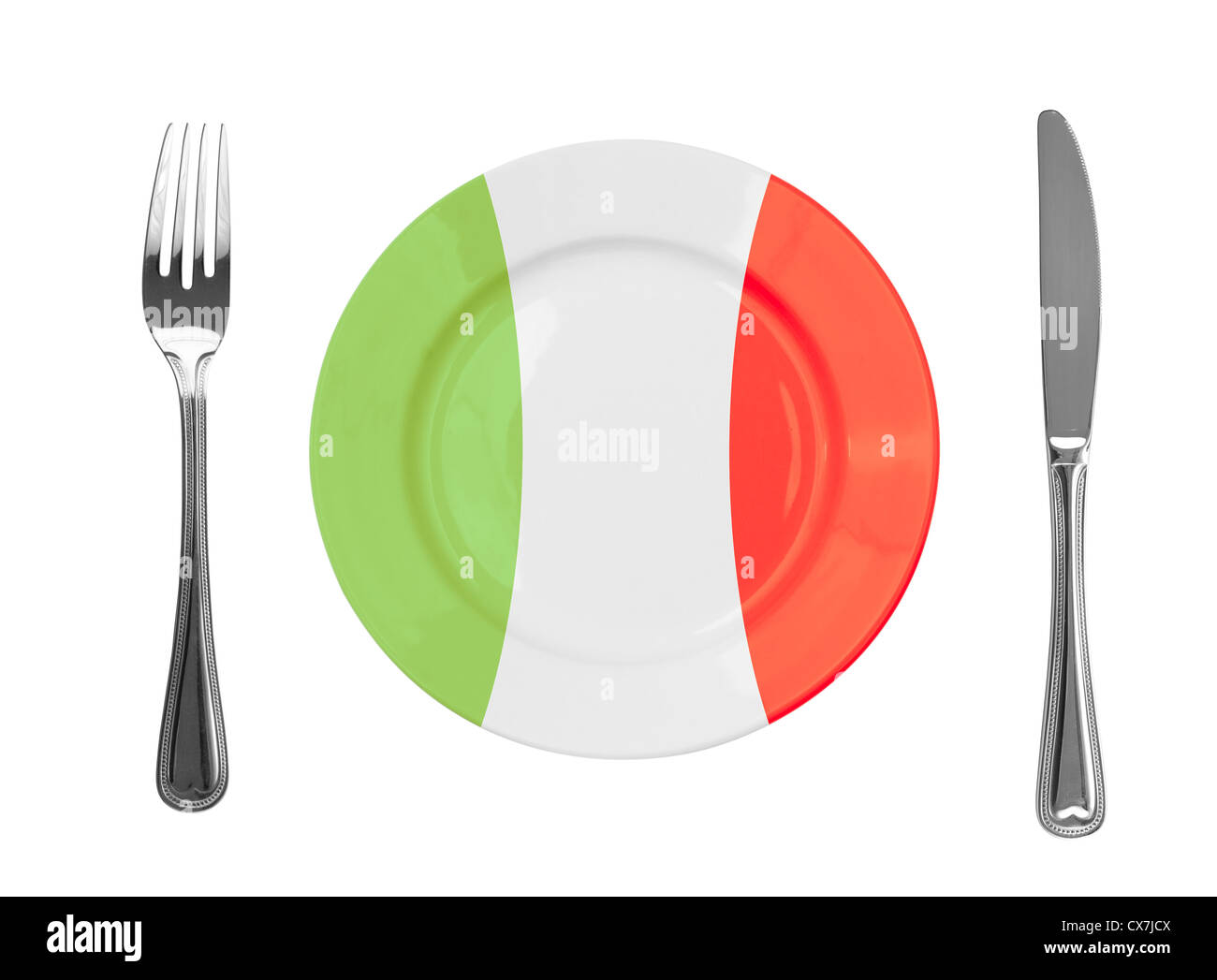 Plate colored in Italian national colors Stock Photo