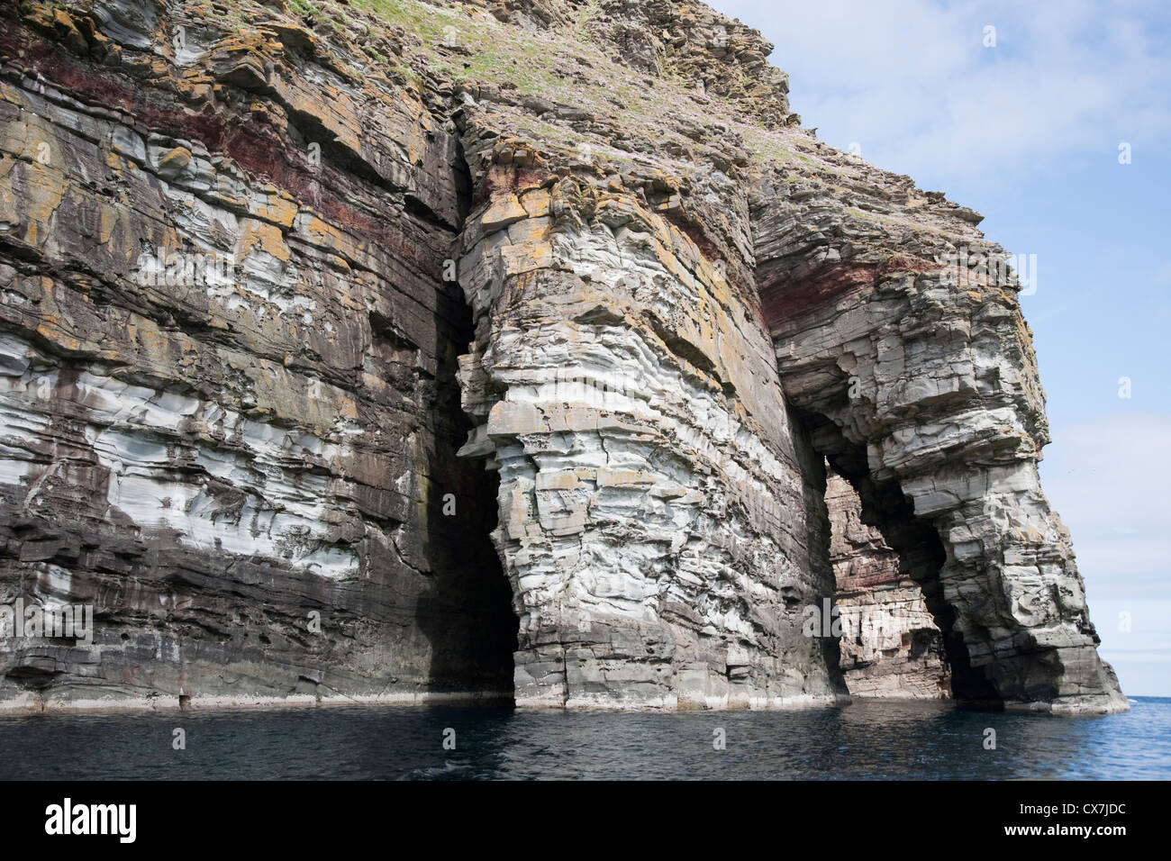 Giant's Fingers - cliff rock formation Bressay, Shetland, UK LA005834 Stock Photo