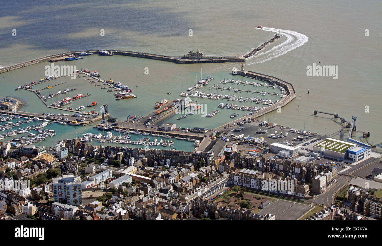 aerial view of Ramsgate harbour, Kent Stock Photo