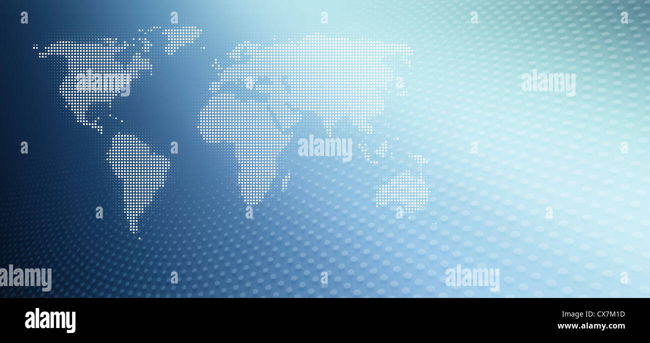 Map of the world in a dot pattern against an abstract background Stock ...
