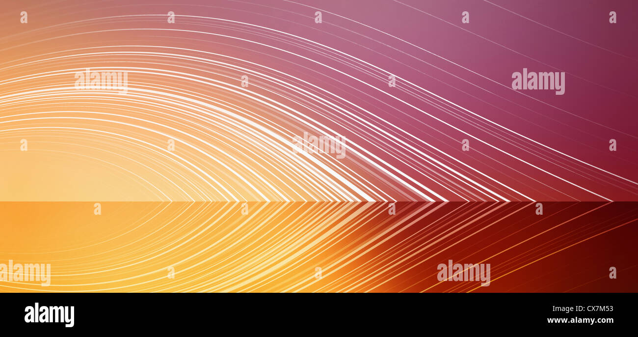 Curved lines reflected against a color gradient background Stock Photo