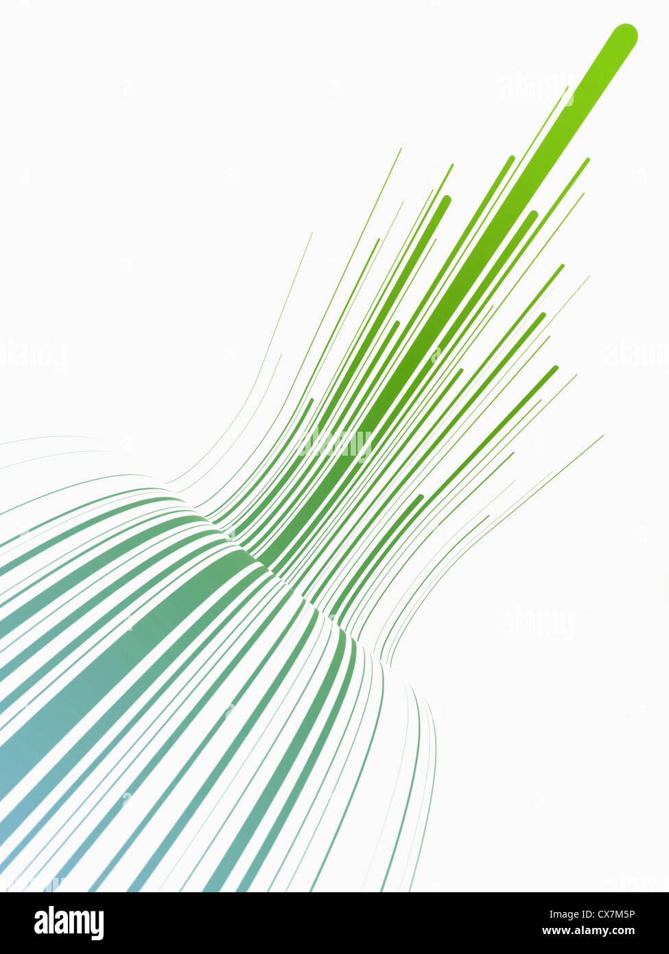 Curved green lines against a white background Stock Photo