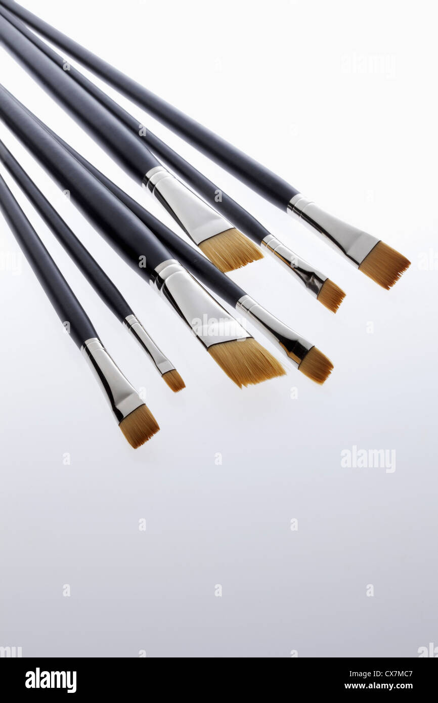 Various sized artist's paintbrushes Stock Photo