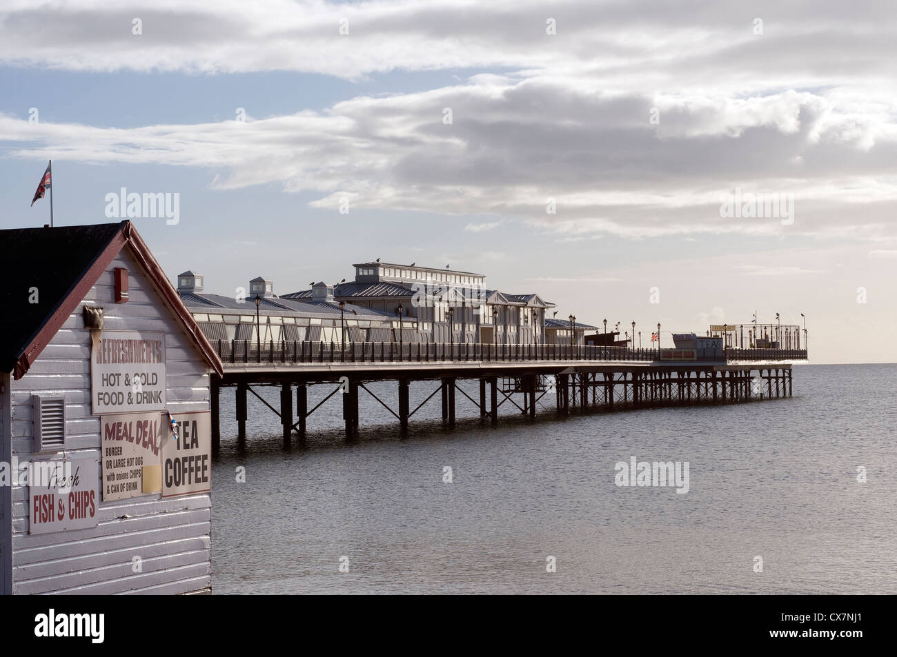 Paignton Pier,Torbay,Devon,Tea and coffee,fish and chips Stock Photo