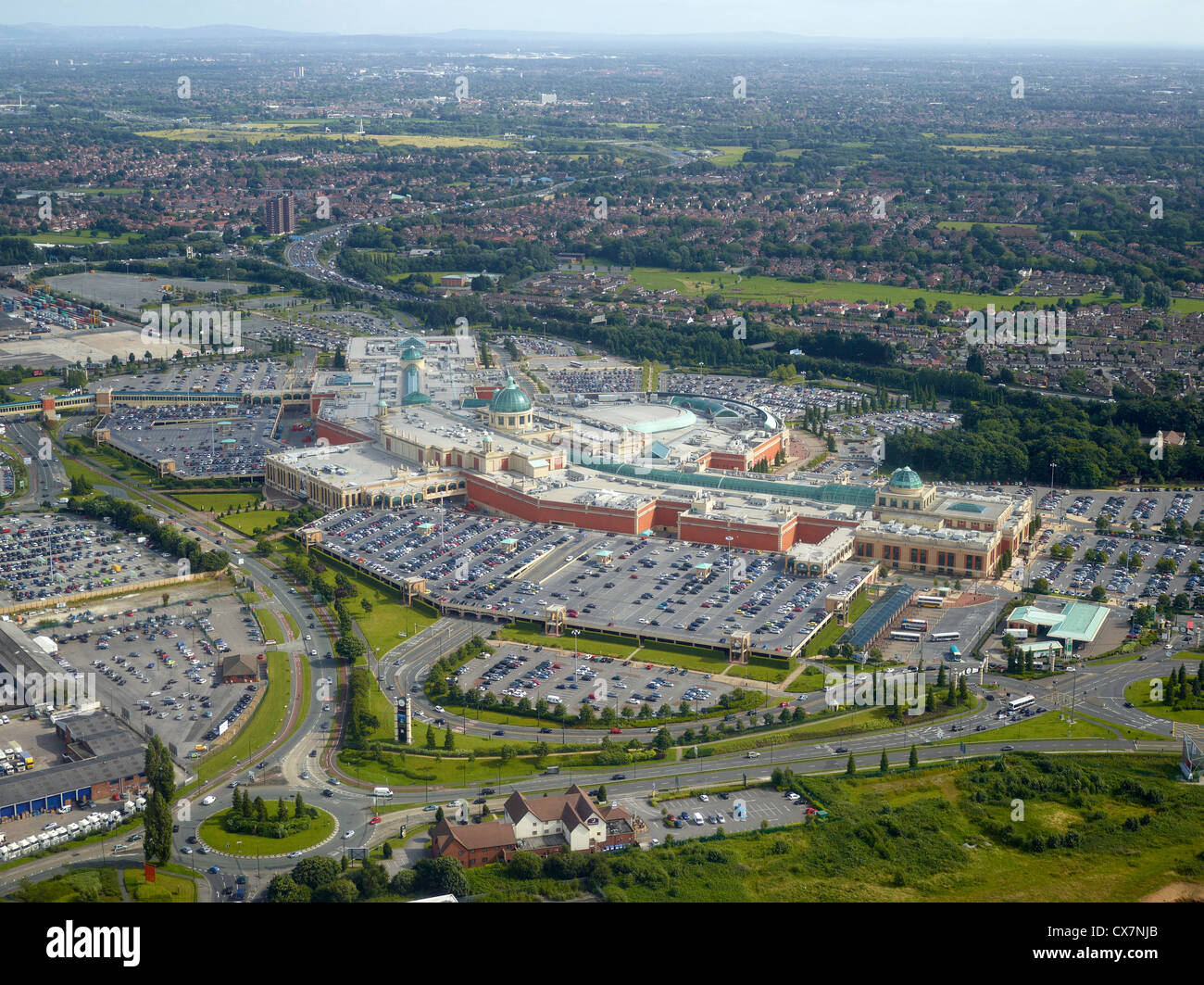 Trafford Shopping Centre Manchester, from the air, North West England UK Stock Photo