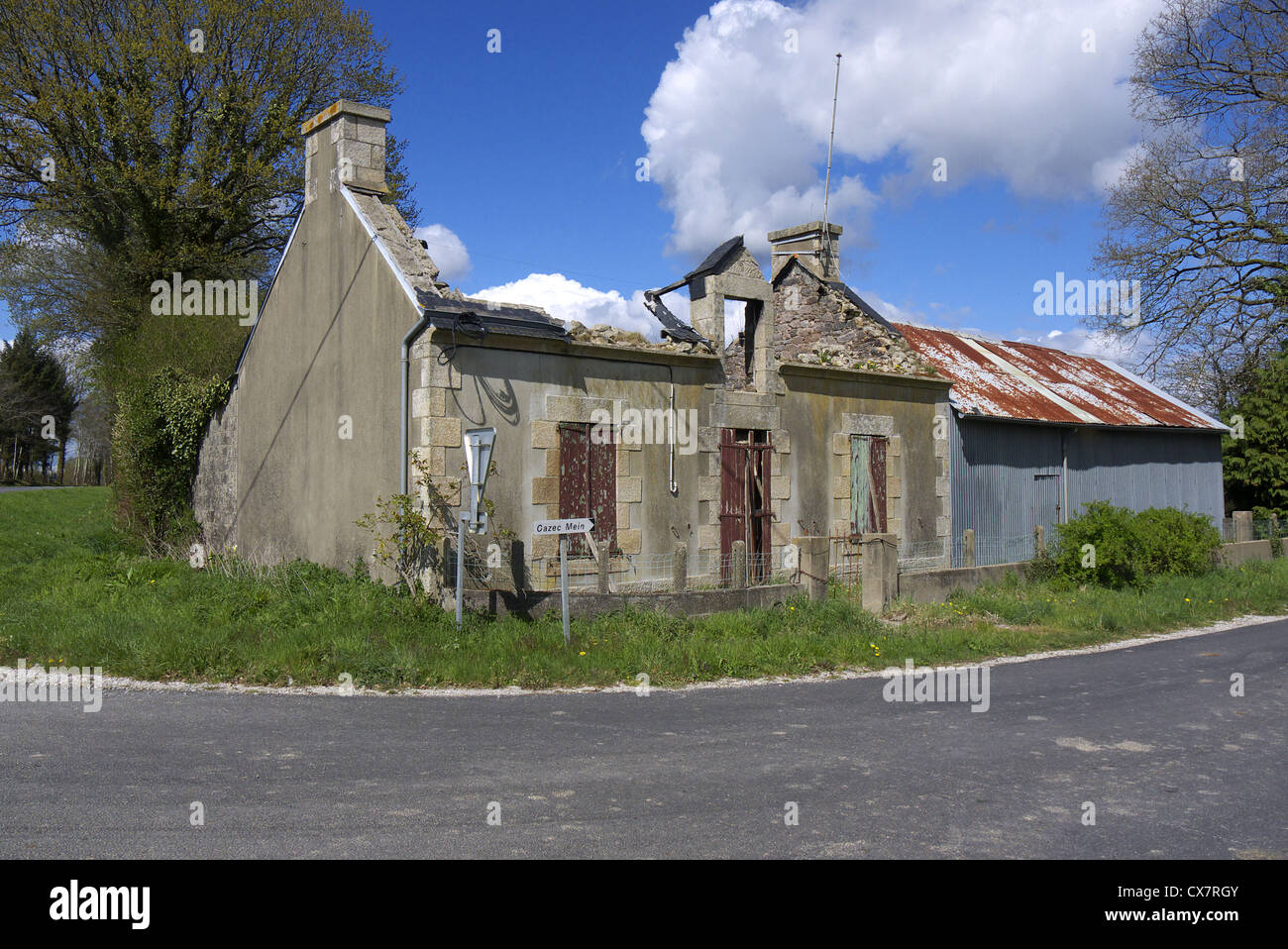 A derelict cottage in Brittany, France. Stock Photo