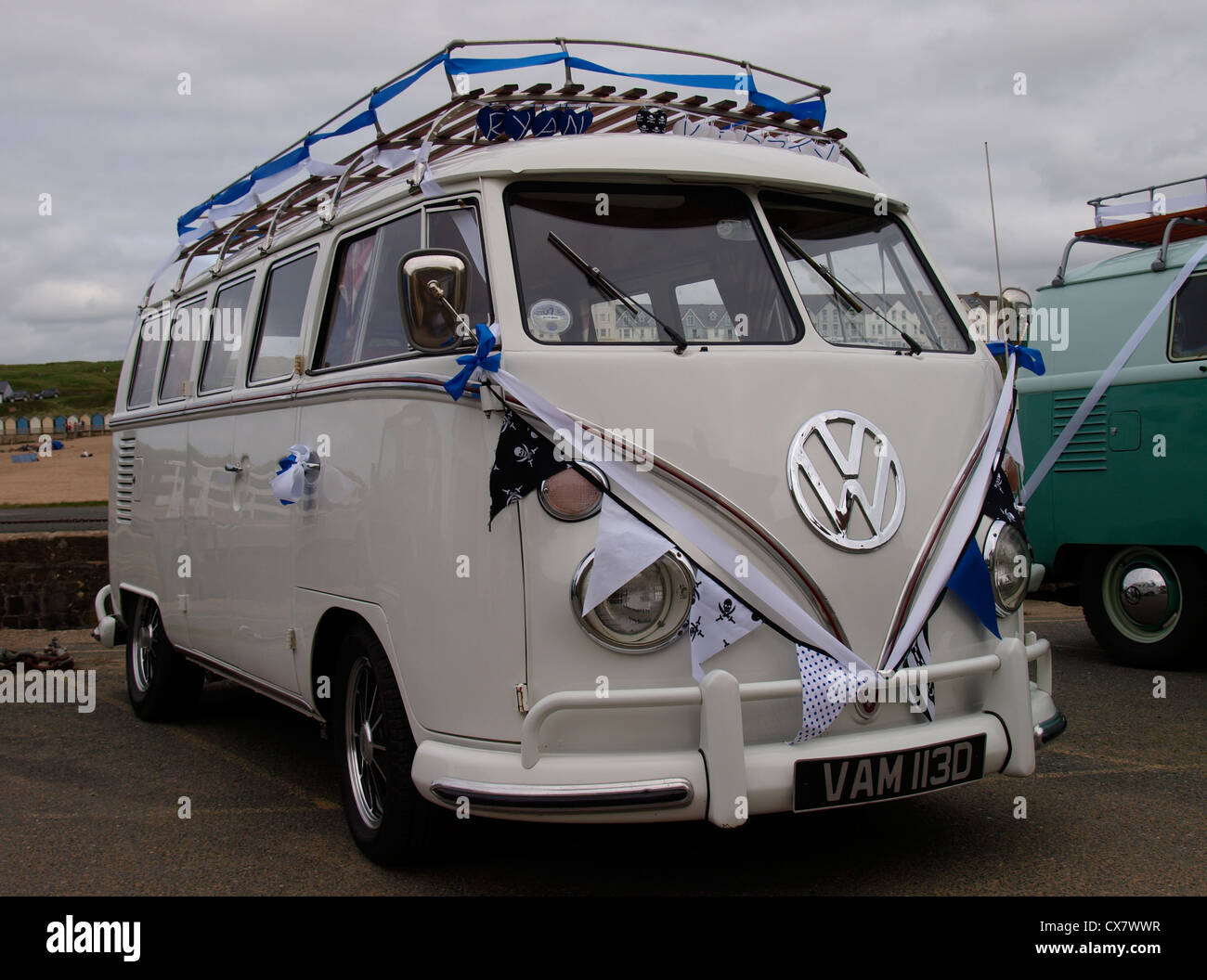 VW campervan being used as a wedding car, Cornwall, UK Stock Photo - Alamy